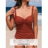 imageCUPSHE Womens Tankini Sets Two Piece Swimsuit High Waisted Sweetheart Neck Front U Cutout Adjustable StrapsBrick RedTropical