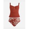 imageCUPSHE Womens Tankini Sets Two Piece Swimsuit High Waisted Sweetheart Neck Front U Cutout Adjustable StrapsBrick RedTropical