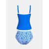 imageCUPSHE Womens Tankini Sets Two Piece Swimsuit High Waisted Sweetheart Neck Front U Cutout Adjustable StrapsBright BlueWhite