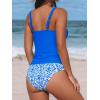 imageCUPSHE Womens Tankini Sets Two Piece Swimsuit High Waisted Sweetheart Neck Front U Cutout Adjustable StrapsBright BlueWhite