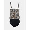 imageCUPSHE Womens Tankini Sets Two Piece Swimsuit High Waisted Sweetheart Neck Front U Cutout Adjustable StrapsLeopardBlack