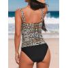 imageCUPSHE Womens Tankini Sets Two Piece Swimsuit High Waisted Sweetheart Neck Front U Cutout Adjustable StrapsLeopardBlack