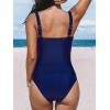 imageCUPSHE Womens Tankini Sets Two Piece Swimsuit High Waisted Sweetheart Neck Front U Cutout Adjustable StrapsNavy Blue