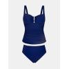 imageCUPSHE Womens Tankini Sets Two Piece Swimsuit High Waisted Sweetheart Neck Front U Cutout Adjustable StrapsNavy Blue