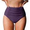 imageCUPSHE Womens High Wasited Bikini Bottom Shirred Tummy Control Swimsuit Full Coverage Retro Swim BottomXS4XLGrape Purple