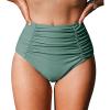 imageCUPSHE Womens High Wasited Bikini Bottom Shirred Tummy Control Swimsuit Full Coverage Retro Swim BottomXS4XLPistachio Green