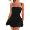 imageCUPSHE Womens One Piece Swimsuit Swim Dress Square Neck Ruched Spaghetti Adjustable Straps Bathing SuitBlack