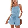 imageCUPSHE Womens Romper Woven Square neckline Sleeveless Selftie Pockets Straight leg Casual DressyBlue