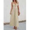 imageCUPSHE Women Casual Dress Beach Sleeveless V Neck Summer Cutout Spaghetti Straps Formal Maxi Sun DressesBeige