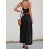 imageCUPSHE Women Casual Dress Beach Sleeveless V Neck Summer Cutout Spaghetti Straps Formal Maxi Sun DressesBlack