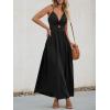 imageCUPSHE Women Casual Dress Beach Sleeveless V Neck Summer Cutout Spaghetti Straps Formal Maxi Sun DressesBlack