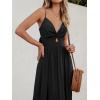 imageCUPSHE Women Casual Dress Beach Sleeveless V Neck Summer Cutout Spaghetti Straps Formal Maxi Sun DressesBlack
