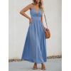 imageCUPSHE Women Casual Dress Beach Sleeveless V Neck Summer Cutout Spaghetti Straps Formal Maxi Sun DressesBlue
