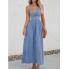 imageCUPSHE Women Casual Dress Beach Sleeveless V Neck Summer Cutout Spaghetti Straps Formal Maxi Sun DressesBlue