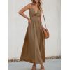 imageCUPSHE Women Casual Dress Beach Sleeveless V Neck Summer Cutout Spaghetti Straps Formal Maxi Sun DressesCoffee