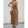 imageCUPSHE Women Casual Dress Beach Sleeveless V Neck Summer Cutout Spaghetti Straps Formal Maxi Sun DressesCoffee