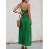 imageCUPSHE Women Casual Dress Beach Sleeveless V Neck Summer Cutout Spaghetti Straps Formal Maxi Sun DressesGreen