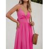 imageCUPSHE Women Casual Dress Beach Sleeveless V Neck Summer Cutout Spaghetti Straps Formal Maxi Sun DressesHot Pink