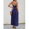 imageCUPSHE Women Casual Dress Beach Sleeveless V Neck Summer Cutout Spaghetti Straps Formal Maxi Sun DressesNavy Blue