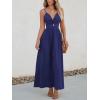 imageCUPSHE Women Casual Dress Beach Sleeveless V Neck Summer Cutout Spaghetti Straps Formal Maxi Sun DressesNavy Blue