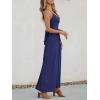 imageCUPSHE Women Casual Dress Beach Sleeveless V Neck Summer Cutout Spaghetti Straps Formal Maxi Sun DressesNavy Blue