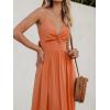 imageCUPSHE Women Casual Dress Beach Sleeveless V Neck Summer Cutout Spaghetti Straps Formal Maxi Sun DressesOrange