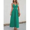 imageCUPSHE Women Casual Dress Beach Sleeveless V Neck Summer Cutout Spaghetti Straps Formal Maxi Sun DressesPeacock Green