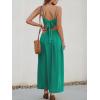 imageCUPSHE Women Casual Dress Beach Sleeveless V Neck Summer Cutout Spaghetti Straps Formal Maxi Sun DressesPeacock Green