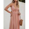 imageCUPSHE Women Casual Dress Beach Sleeveless V Neck Summer Cutout Spaghetti Straps Formal Maxi Sun DressesPink
