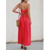 imageCUPSHE Women Casual Dress Beach Sleeveless V Neck Summer Cutout Spaghetti Straps Formal Maxi Sun DressesRed