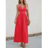 imageCUPSHE Women Casual Dress Beach Sleeveless V Neck Summer Cutout Spaghetti Straps Formal Maxi Sun DressesRed