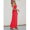 imageCUPSHE Women Casual Dress Beach Sleeveless V Neck Summer Cutout Spaghetti Straps Formal Maxi Sun DressesRed