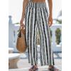 imageCUPSHE Women Pants Abstract Smocked Waist Long Pant Wide Leg Pant CasualBlack Stripes