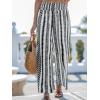 imageCUPSHE Women Pants Abstract Smocked Waist Long Pant Wide Leg Pant CasualBlack Stripes
