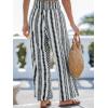 imageCUPSHE Women Pants Abstract Smocked Waist Long Pant Wide Leg Pant CasualBlack Stripes