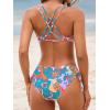 imageCUPSHE Women Swimsuit Bikini Set Two Piece Bathing Suit Criss Cross Back Strappy Side with Double Spaghetti StrapsMulti ColorPaisley