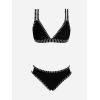imageCUPSHE Womens Bikini Set Two Piece Swimsuits Strappy Mid Rise V Neck Cutout Adjustable Double StrapsBlack