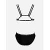 imageCUPSHE Womens Bikini Set Two Piece Swimsuits Strappy Mid Rise V Neck Cutout Adjustable Double StrapsBlack