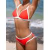 imageCUPSHE Womens Bikini Set Two Piece Swimsuits Strappy Mid Rise V Neck Cutout Adjustable Double StrapsRedWhite