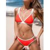 imageCUPSHE Womens Bikini Set Two Piece Swimsuits Strappy Mid Rise V Neck Cutout Adjustable Double StrapsRedWhite