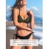 imageCUPSHE Womens Bikini Sets Halter Plunging Neck Tie Back Color Block Bathing Suit Adjustable Straps Side DrawstringDark GreenBlack