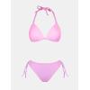 imageCUPSHE Womens Bikini Sets Halter Plunging Neck Tie Back Color Block Bathing Suit Adjustable Straps Side DrawstringPinkLavender