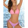 imageCUPSHE Womens Bikini Sets Halter Plunging Neck Tie Back Color Block Bathing Suit Adjustable Straps Side DrawstringPinkLavender