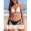 imageCUPSHE Womens Bikini Sets Halter Plunging Neck Tie Back Color Block Bathing Suit Adjustable Straps Side DrawstringWhiteBlack