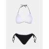imageCUPSHE Womens Bikini Sets Halter Plunging Neck Tie Back Color Block Bathing Suit Adjustable Straps Side DrawstringWhiteBlack