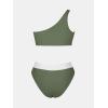 imageCUPSHE Womens Bikini Sets Two Piece Swimsuit High Waisted One Shoulder Neck Cutout Color Block CheekyForest GreenWhite