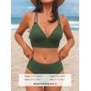 imageCUPSHE Womens Bikini Sets Two Piece Swimsuit Plunging Neck Textured Bathing Suit Cross Back Self Tie Mid Rise SwimwearOlive Green