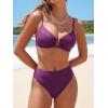 imageCUPSHE Womens Bikini Sets Two Piece Swimsuit V Neck Adjustable Straps Textured U Wire Cheeky BottomPlum Purple