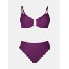 imageCUPSHE Womens Bikini Sets Two Piece Swimsuit V Neck Adjustable Straps Textured U Wire Cheeky BottomPlum Purple