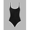 imageCUPSHE Womens One Piece Swimsuit Bathing Suit Scoop Neck Color Block U Back Wide Straps BondedBlackWhite